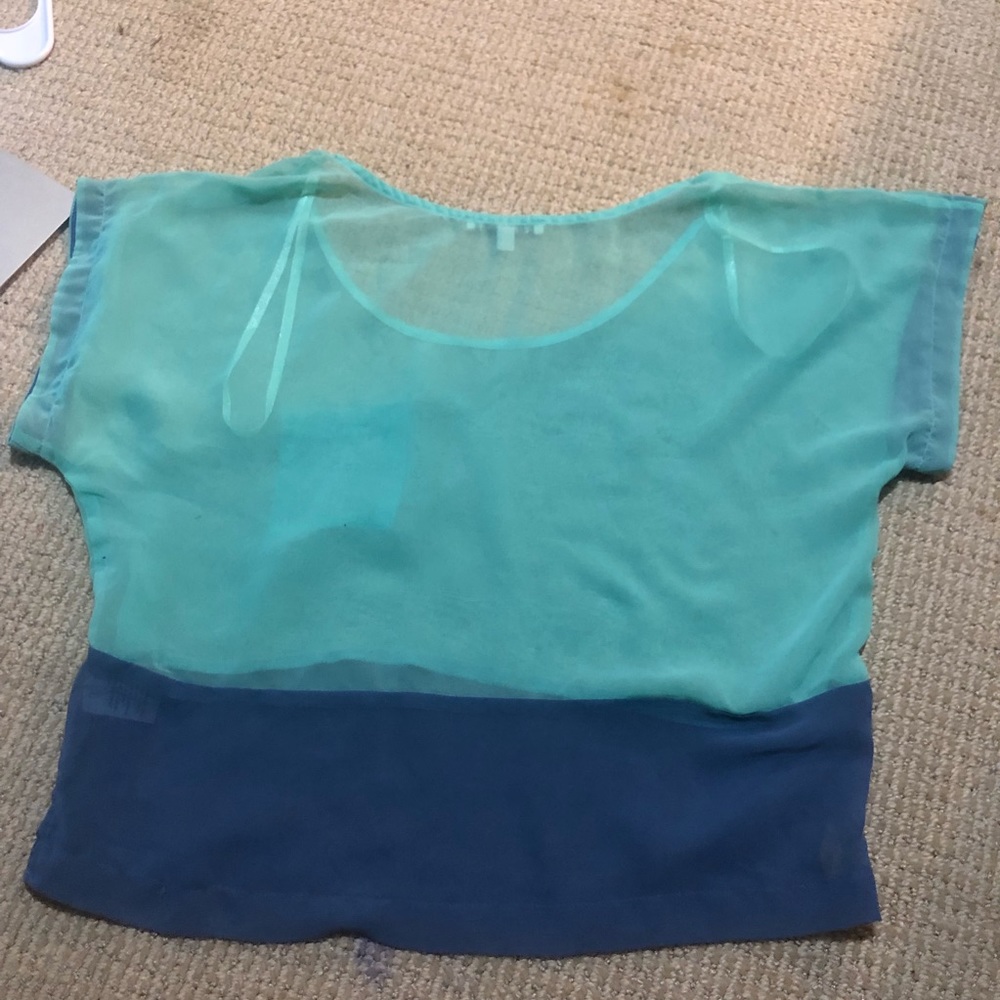 Color Block Cropped Blouse - Picture 5 of 5